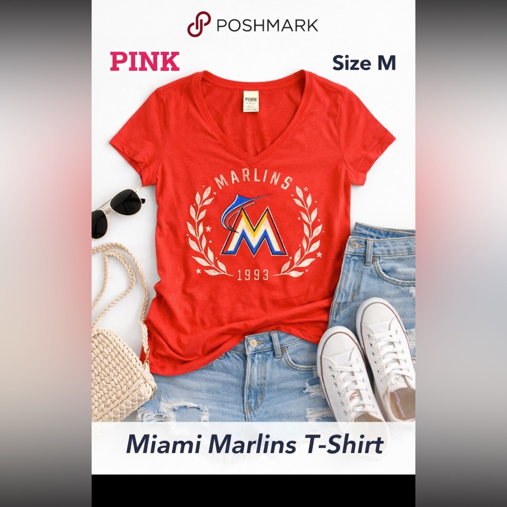 Pink Miami Marlins orange tshirt